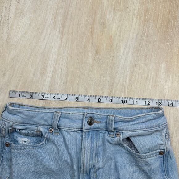 American Eagle Distressed Blowout Destroyed Mom High Rise Casual Denim Jeans 4 - Picture 7 of 16